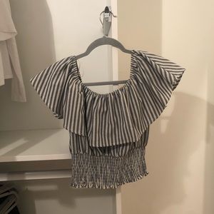 Striped off the shoulder crop top